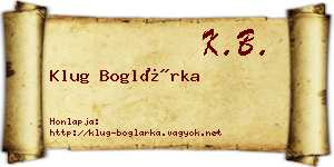 Klug Boglárka névjegykártya