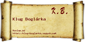Klug Boglárka névjegykártya